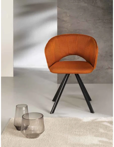 Capodarte - Gea Upholstered Chair - Black / Light Grey Fabric