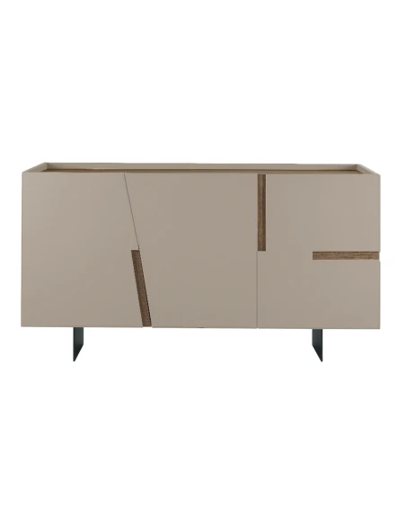 Capodarte - Girona Sideboard with Inserts - Dove Gray / Teak