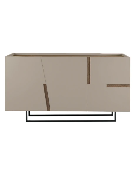 Capodarte - Girona Sideboard with Inserts - Dove Gray / Teak