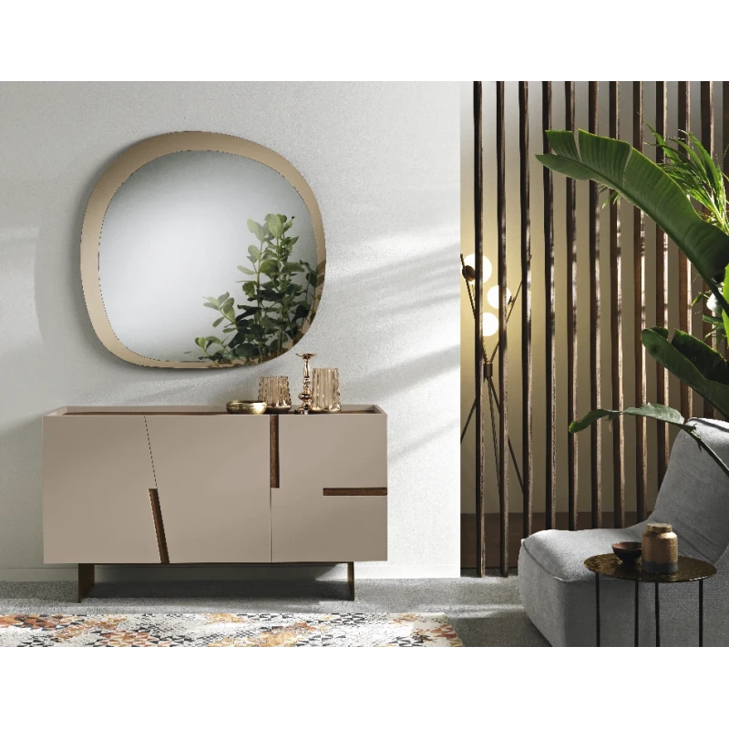 Capodarte - Girona Sideboard with Inserts - Dove Gray / Teak