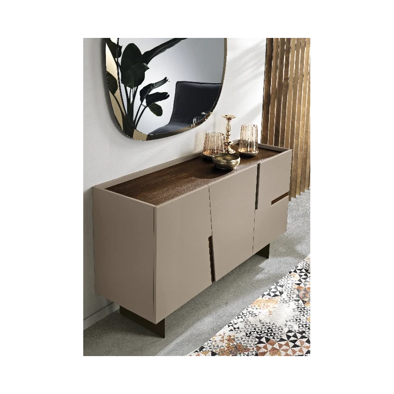 Capodarte - Girona Madia con Inserti - Tortora / Teak