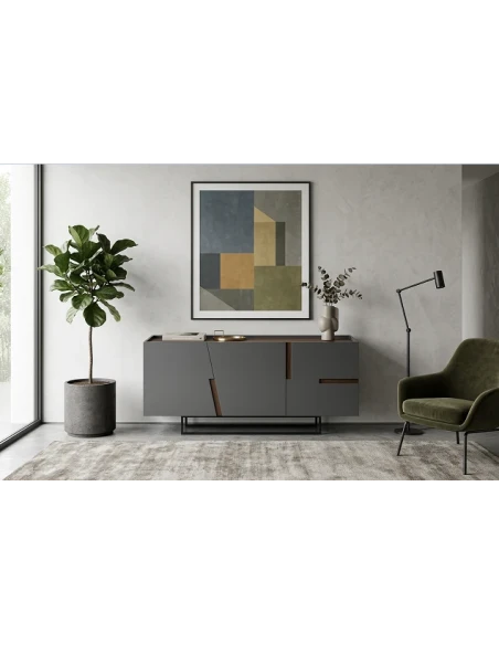 Capodarte - Girona Sideboard with Inserts - Anthracite / Teak