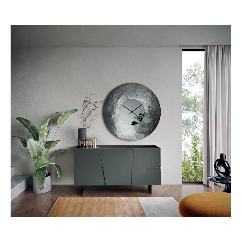 Capodarte - Girona Sideboard with Inserts - Anthracite / Black Marble