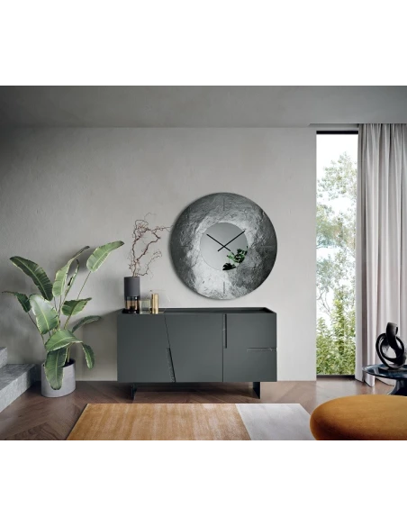 Capodarte - Girona Sideboard with Inserts - Anthracite / Black Marble