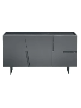 Capodarte - Girona Sideboard with Inserts - Anthracite / Black Marble