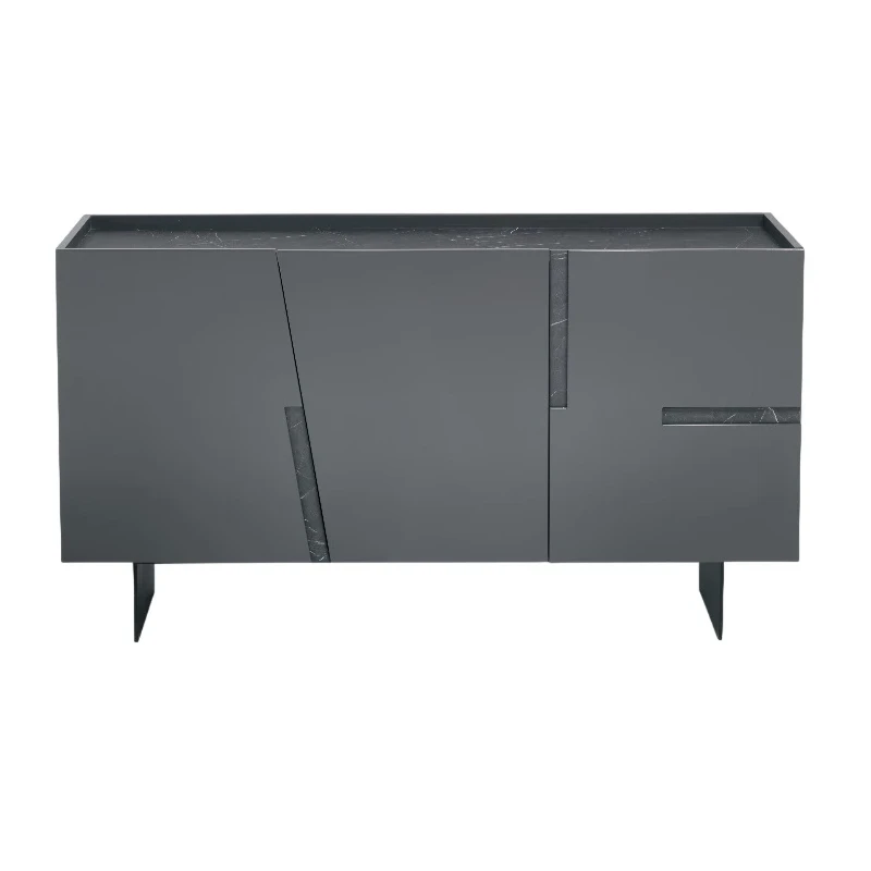 Capodarte - Girona Sideboard with Inserts - Anthracite / Black Marble
