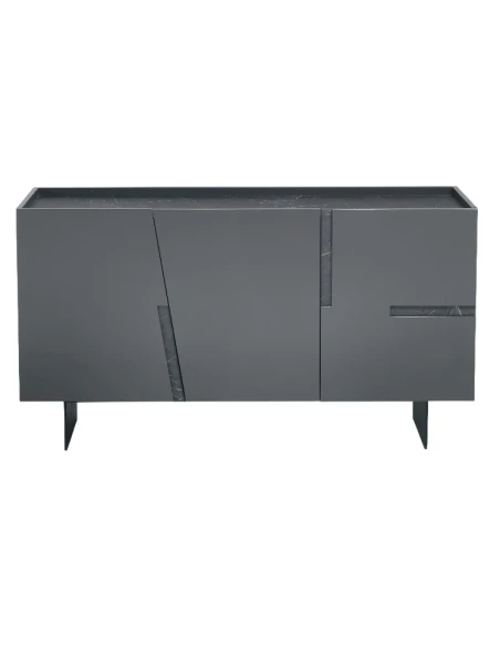 Capodarte - Girona Sideboard with Inserts - Anthracite / Black Marble