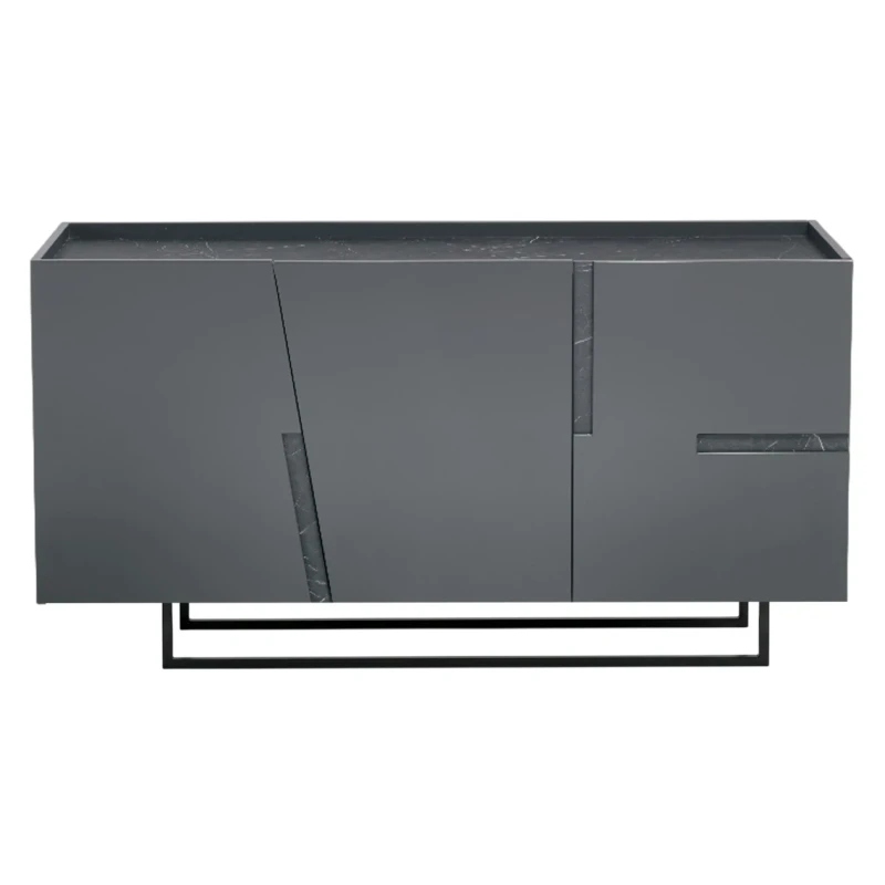 Capodarte - Girona Sideboard with Inserts - Anthracite / Black Marble