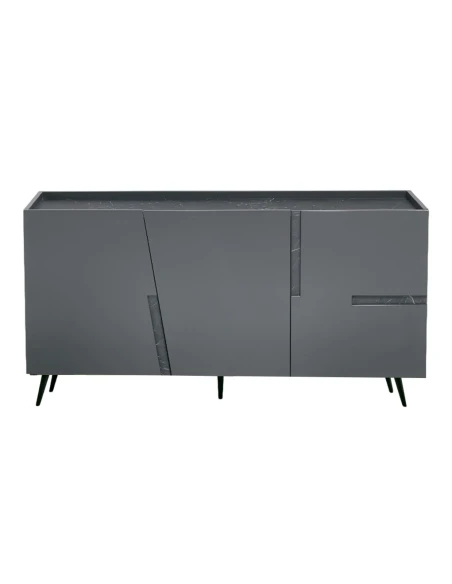 Capodarte - Girona Sideboard with Inserts - Anthracite / Black Marble