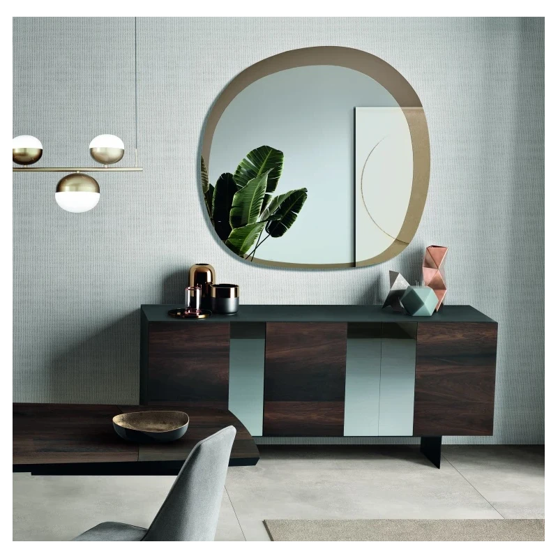Capodarte - Romeo Sideboard - Anthracite / Thermal Oak / Smoked Mirror