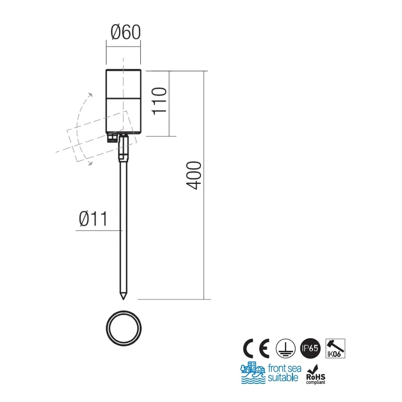 Redo Group - Stake Garden Post with Picket - Natural Brass