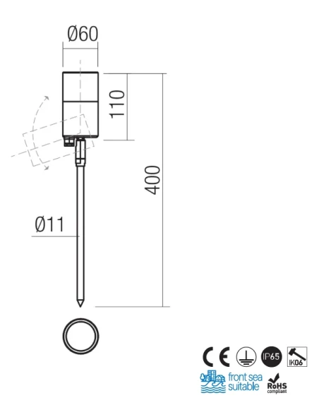 Redo Group - Stake Paletto da Giardino con Picchetto - Ottone Naturale