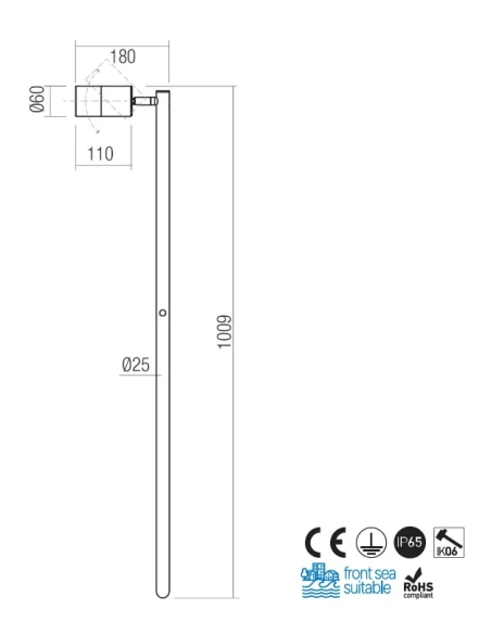 Redo Group - Stake Garden Post with Single Picket - Natural Brass
