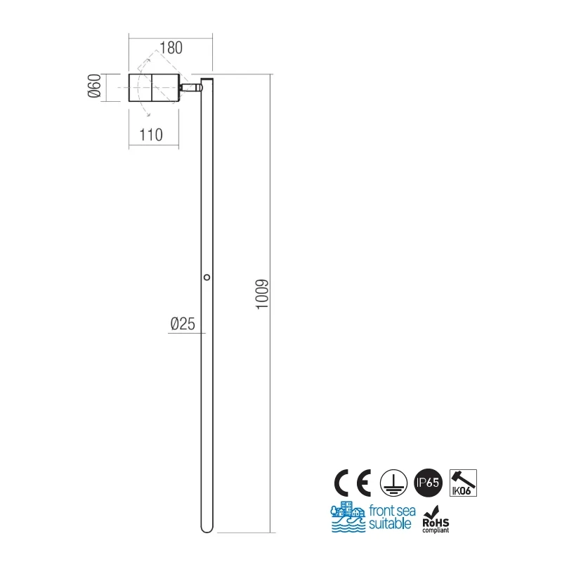 Redo Group - Stake Paletto da Giardino con Picchetto Singolo - Ottone Anticato