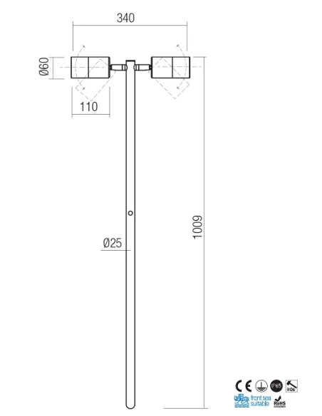 Redo Group - Stake Double Garden Stake with Picket - Natural Brass