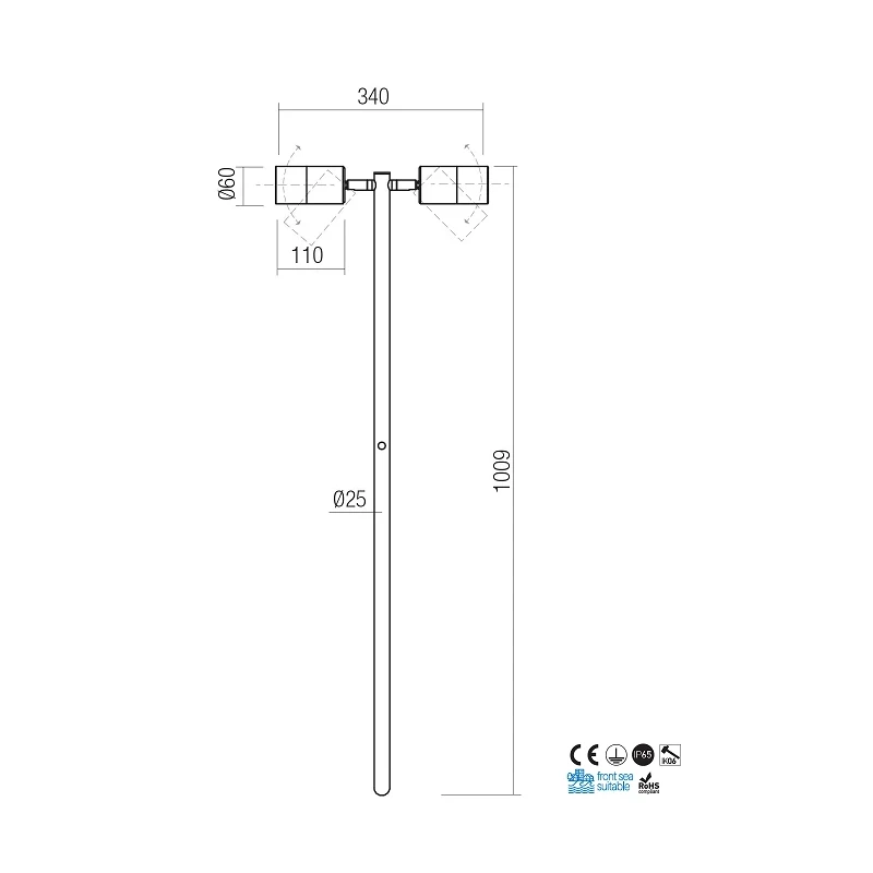 Redo Group - Stake Paletto da Giardino Doppio con Picchetto - Ottone Anticato