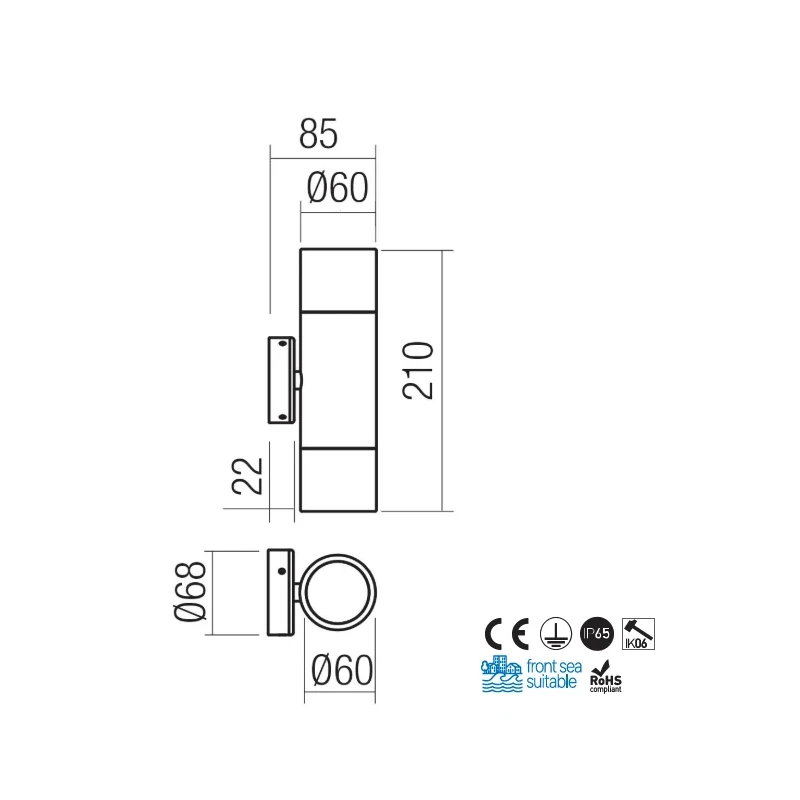 Redo Group - Stake Outdoor Double Emission Wall Lamp - Natural Brass