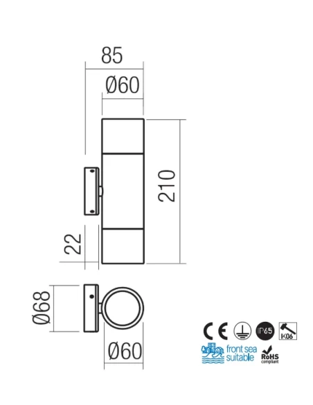 Redo Group - Stake Outdoor Double Emission Wall Lamp - Natural Brass