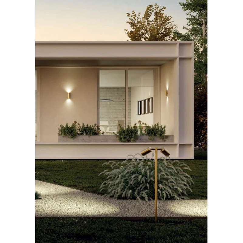 Redo Group - Stake Outdoor Double Emission Wall Lamp - Antique Brass