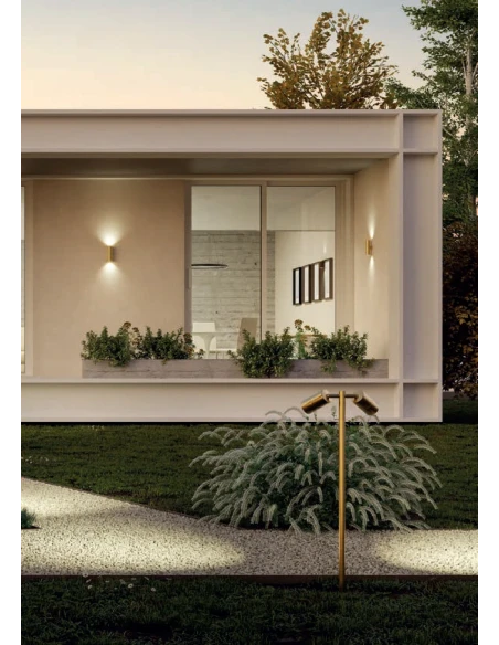 Redo Group - Stake Outdoor Double Emission Wall Lamp - Antique Brass