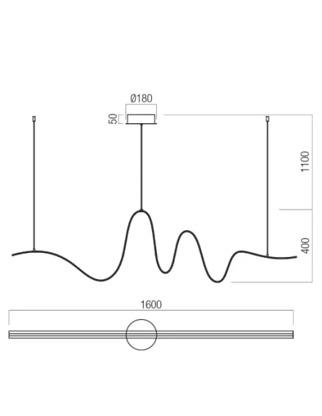 Redo Group - Impuls Lampada a Sospensione Lineare - Nero Opaco