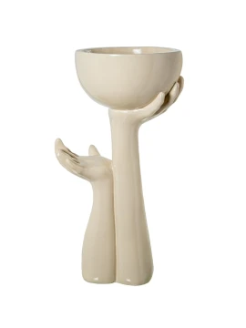 Camacho - Vaso Cachepot Mani - Fibra di Vetro Crema Lucido
