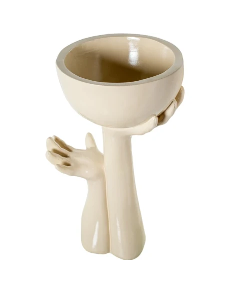 Camacho - Vaso Cachepot Mani - Fibra di Vetro Crema Lucido