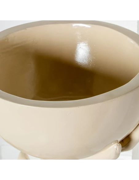 Camacho - Vaso Cachepot Mani - Fibra di Vetro Crema Lucido
