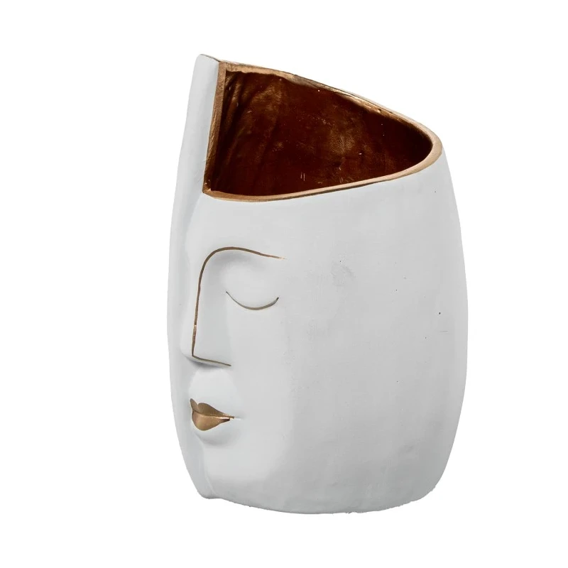 Camacho - Vaso in Ceramica Faccia - Bianco / Oro