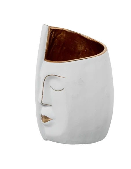 Camacho - Face Ceramic Vase - White / Gold