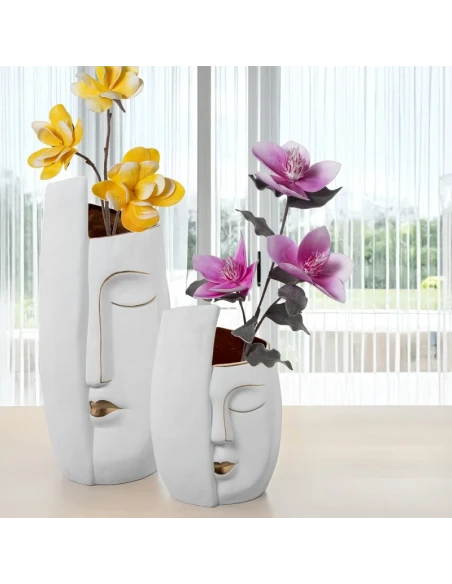 Camacho - Vaso in Ceramica Faccia - Bianco / Oro
