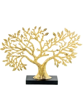 Camacho - Scultura in Metallo Albero Dorato - Base in Legno Nero