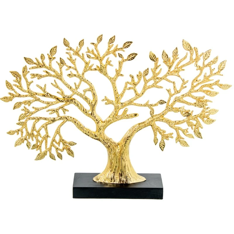 Camacho - Scultura in Metallo Albero Dorato - Base in Legno Nero
