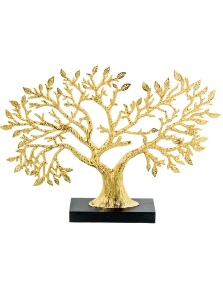Camacho - Scultura in Metallo Albero Dorato - Base in Legno Nero