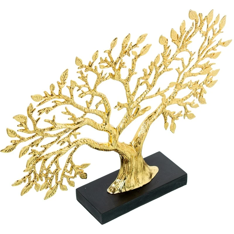 Camacho - Scultura in Metallo Albero Dorato - Base in Legno Nero