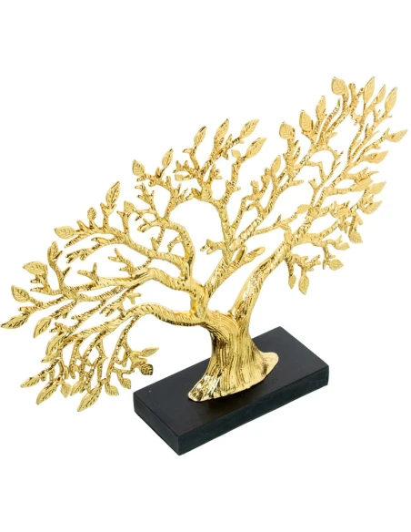 Camacho - Scultura in Metallo Albero Dorato - Base in Legno Nero