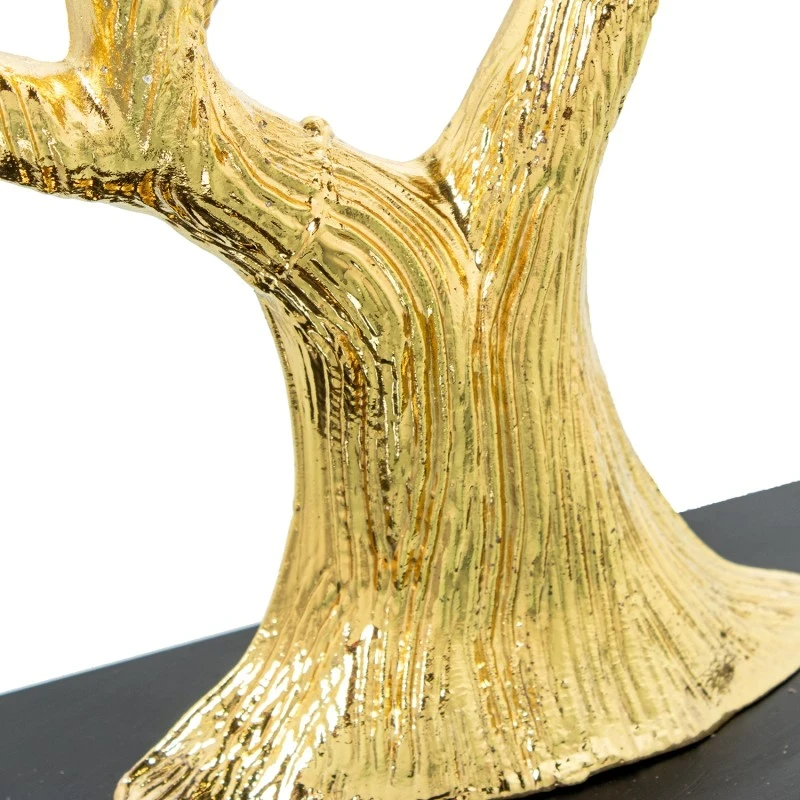 Camacho - Golden Tree Metal Sculpture - Black Wood Base