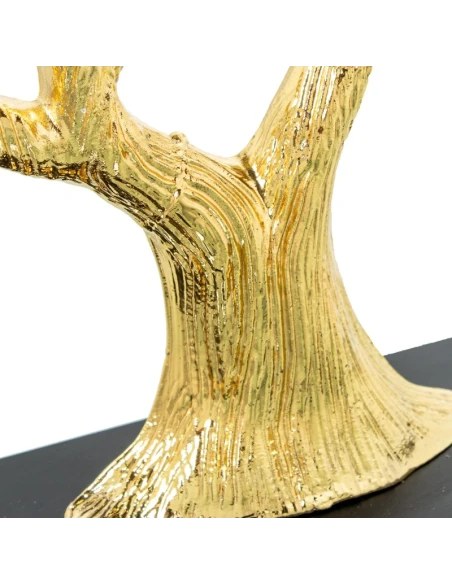 Camacho - Golden Tree Metal Sculpture - Black Wood Base