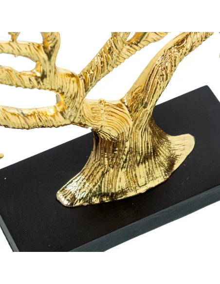 Camacho - Golden Tree Metal Sculpture - Black Wood Base