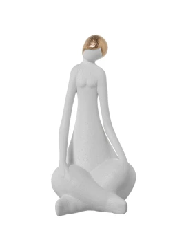 Camacho - Ceramic Sculpture of a Woman - White / Sand / Gold