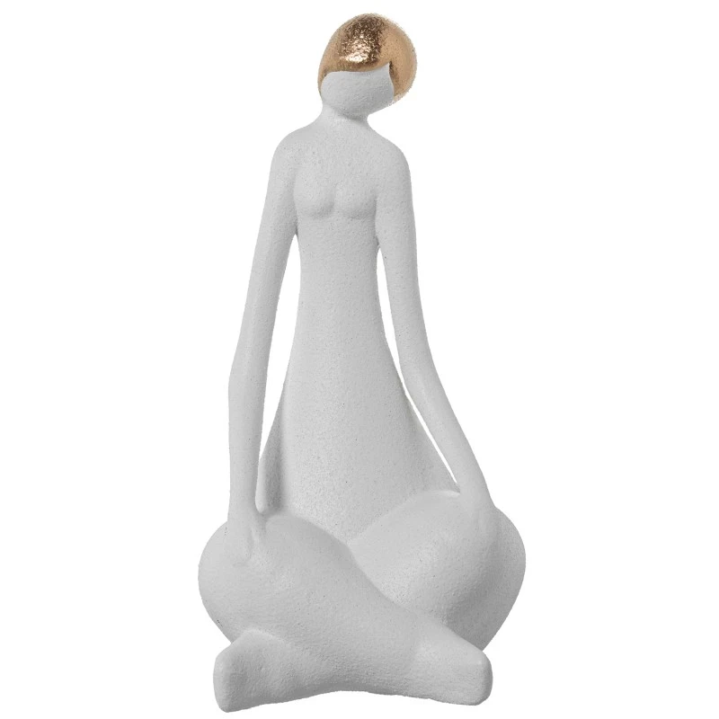 Camacho - Ceramic Sculpture of a Woman - White / Sand / Gold