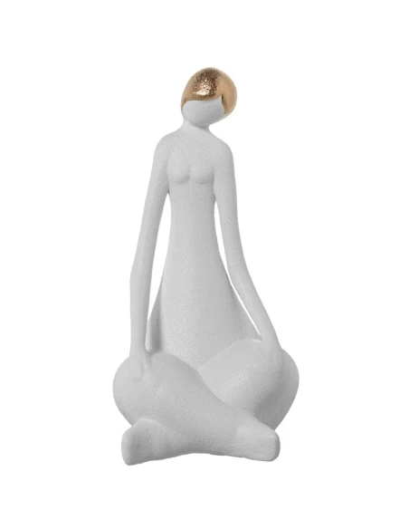 Camacho - Scultura in Ceramica Donna - Bianco / Sabbia / Oro