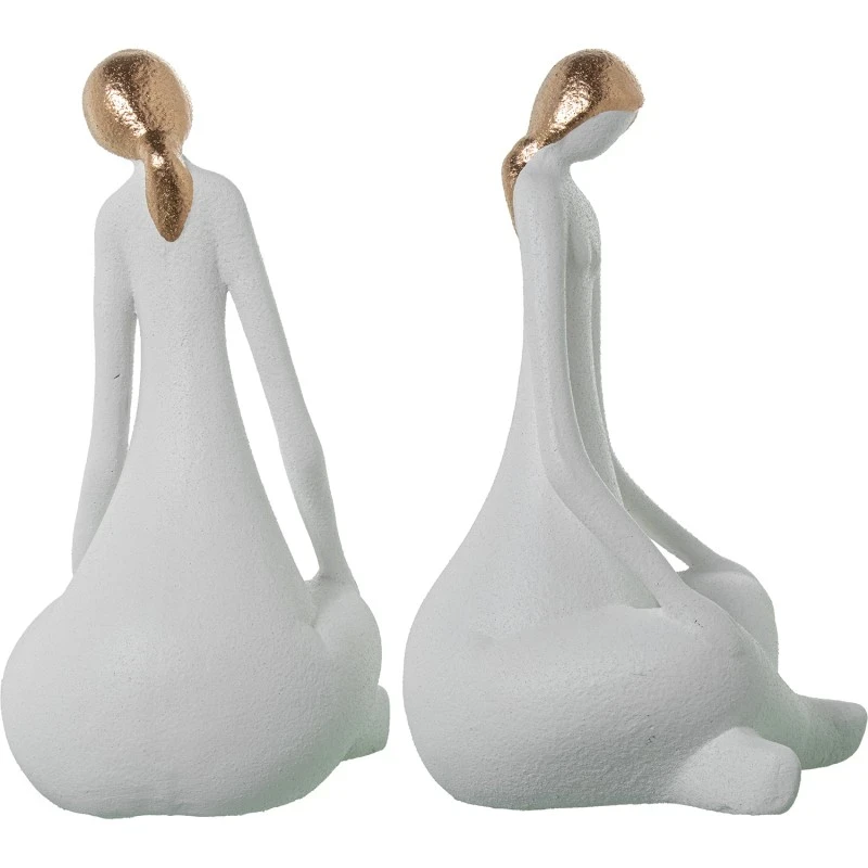 Camacho - Ceramic Sculpture of a Woman - White / Sand / Gold