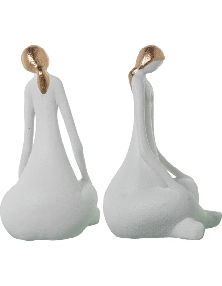Camacho - Scultura in Ceramica Donna - Bianco / Sabbia / Oro
