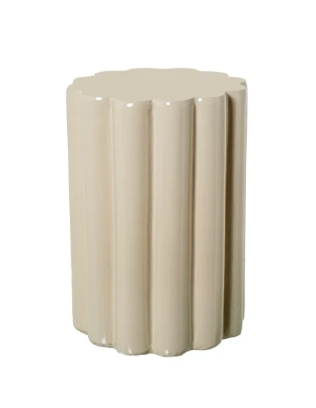 Camacho - Tavolino Fiore in Fibra di Vetro - Crema Lucido