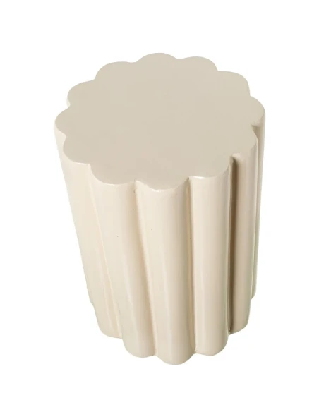 Camacho - Tavolino Fiore in Fibra di Vetro - Crema Lucido