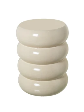 Camacho - Tavolino Rotondo in Fibra di Vetro - Crema Lucido