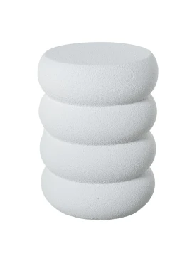 Camacho - Round White Fiberglass Coffee Table - Cement Finish