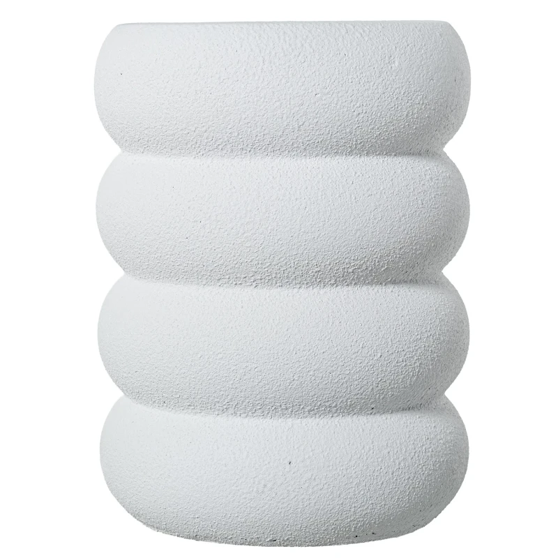 Camacho - Round White Fiberglass Coffee Table - Cement Finish