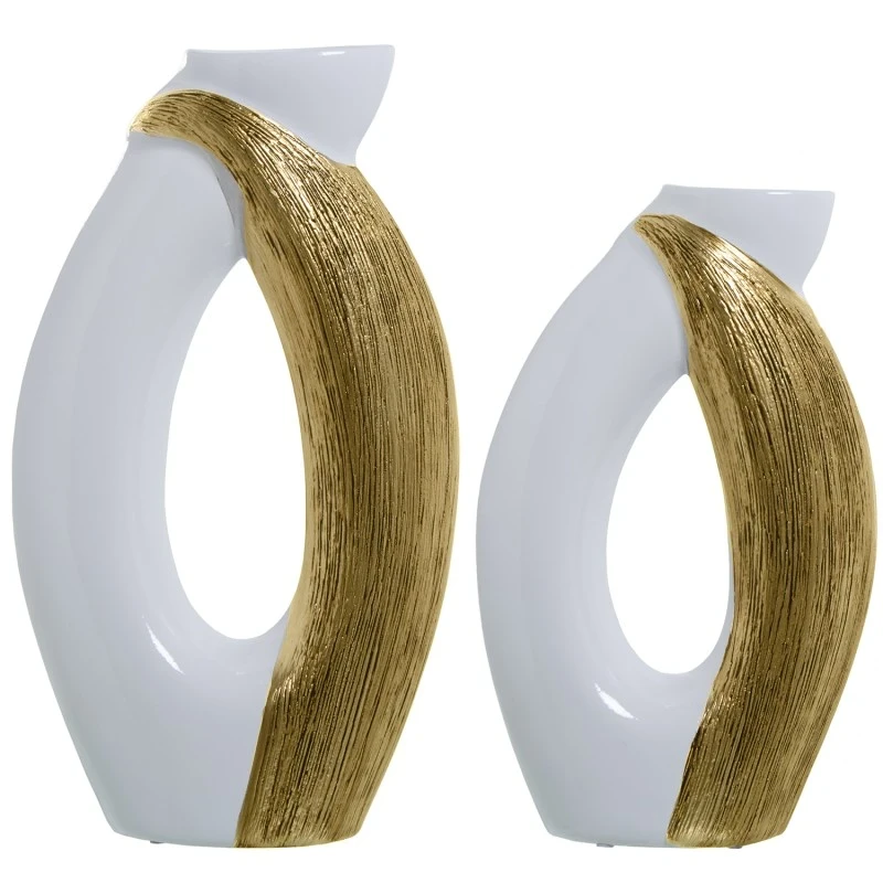 Camacho - Ceramic Vase - White / Gold